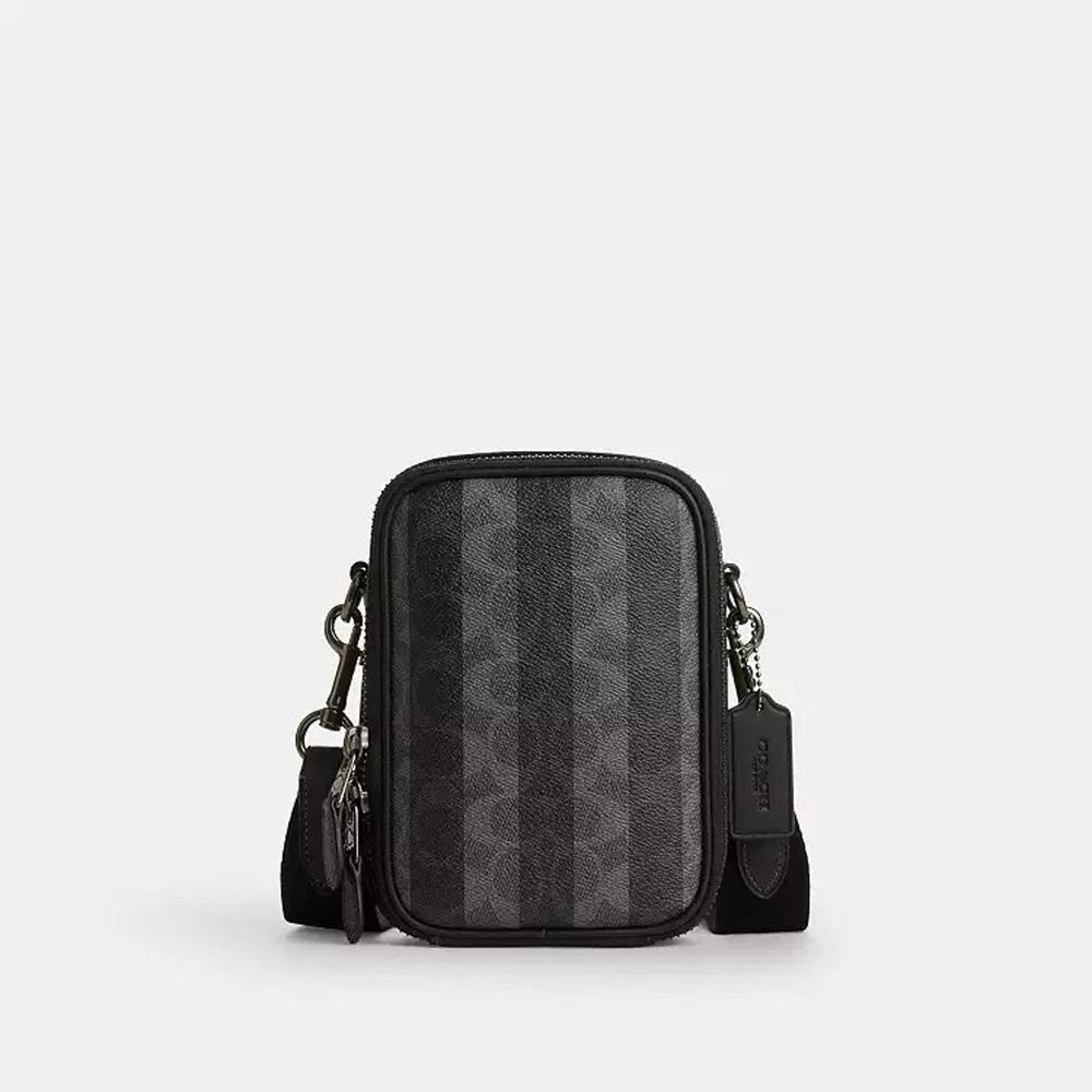NWT Coach Stanton Crossbody Bag In Signature Canvas Stripes CEB29 Gunmetal/Black - Picture 9 of 11